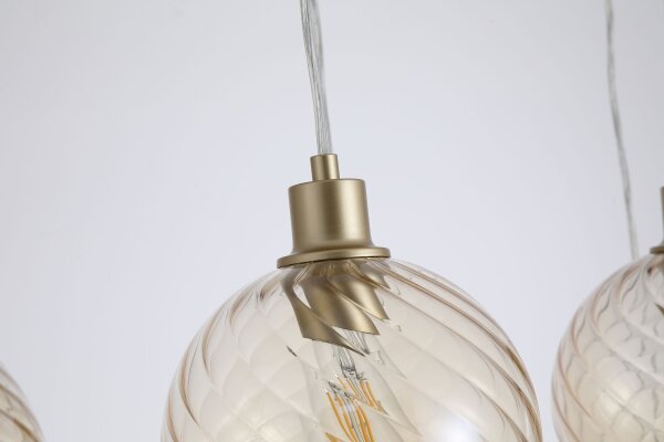 Hängelampe Glas Metall Gold Champagner E27 L:95 cm