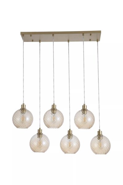Hängelampe Glas Metall Gold Champagner E27 L:95 cm