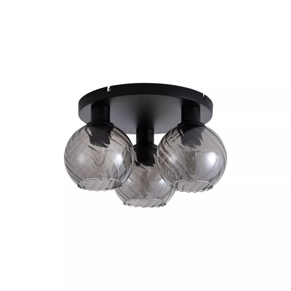 Deckenlampe Metall Rauchglas Schwarz E27 Ø37,5 cm Kugel