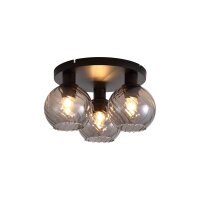 Deckenlampe Metall Rauchglas Schwarz E27 &Oslash;37,5 cm Kugel