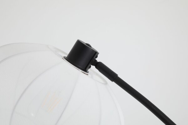 Bogenlampe Fußschalter Stoff Schwarz Weiß E27 H:156 cm