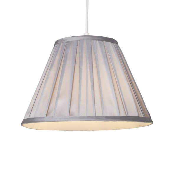 Lampenschirm Seide Silber E14 E27 Ø30 cm Plissee Loft
