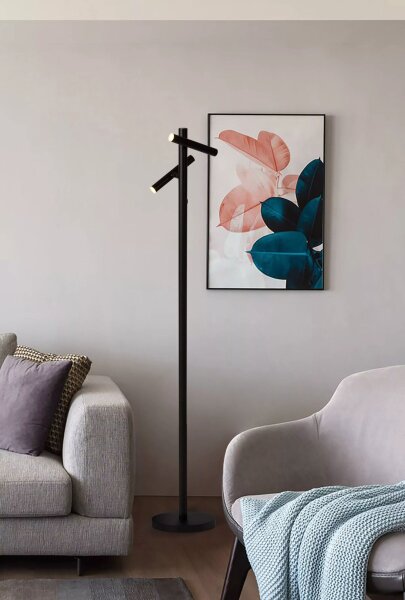 LED Stehlampe Akku 3000K Metall Schwarz Weiß H:125,5 cm