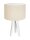 Tischlampe Dreibein Creme Wei&szlig; Holz 46cm Retro AYLMER