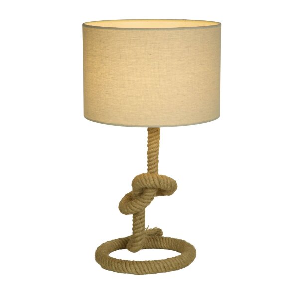 Tischlampe Tau Stoff Natur Beige Modern E27 Ø30 cm rund