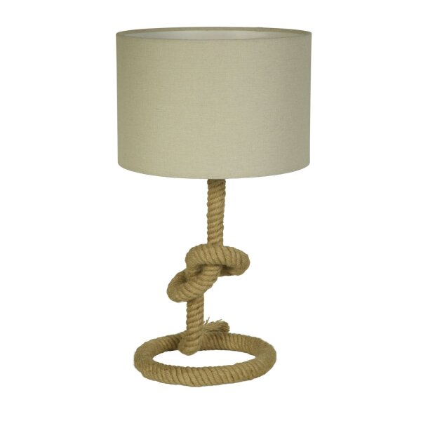 Tischlampe Tau Stoff Natur Beige Modern E27 Ø30 cm rund