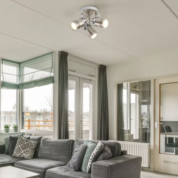 Deckenspot flexibel Silber GU10 IP44 Ø28 cm 3-flammig