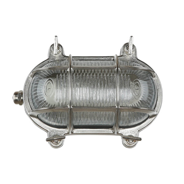 Schiffsleuchte Außen Messing in Nickel IP64 oval
