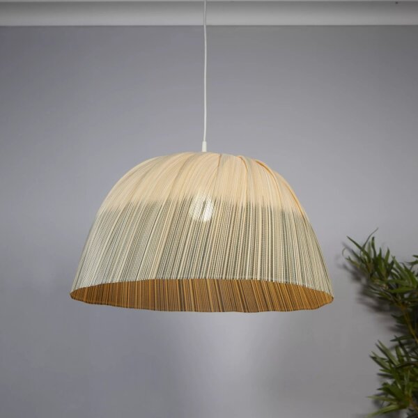 Lampenschirm Bambus Geflecht Natur Blau E14 E27 Ø58 cm