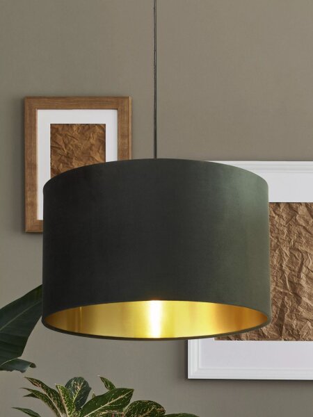 Lampenschirm Samt Dunkelgrün Gold E14 E27 Ø40 cm Loft