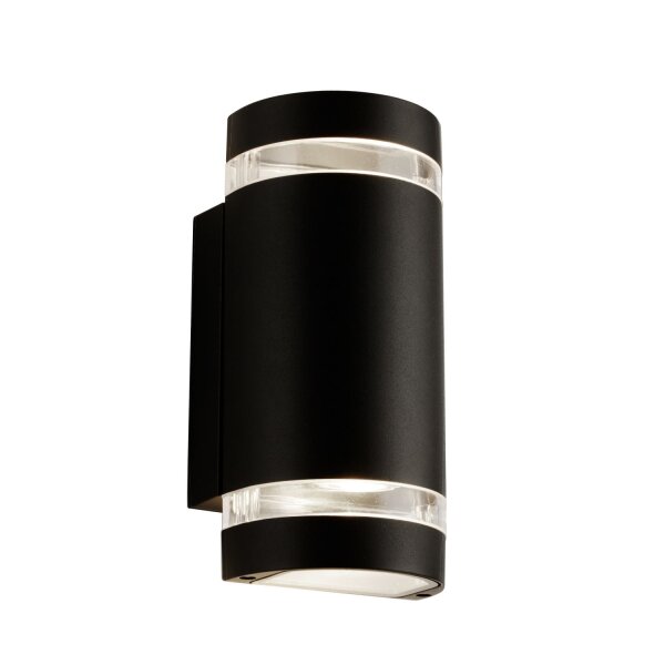 Außenleuchte Aluminium Glas Schwarz GU10 IP44 T:11 cm