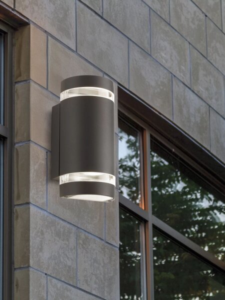 Außenwandleuchte Aluminium Glas Grau GU10 IP44 T:11 cm