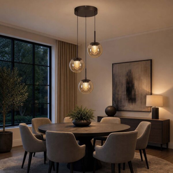 LED Hängelampe 3000K Glas Bronze Champagner Ø35 cm