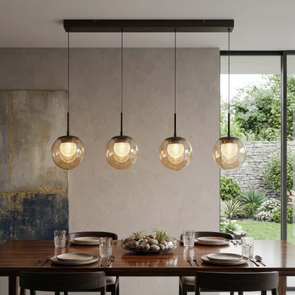 LED Pendelleuchte 3000K Glas Bronze Champagner L:90 cm