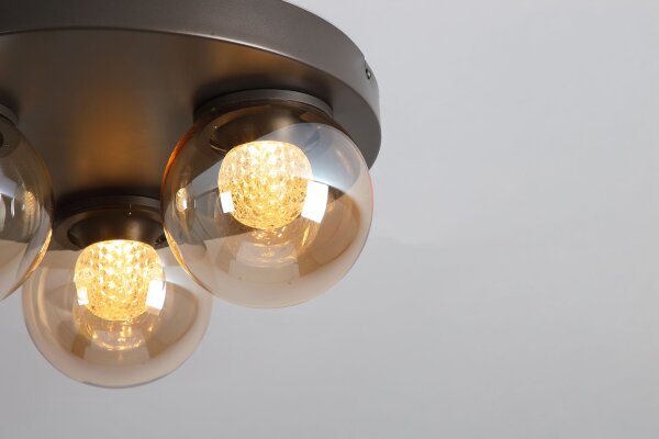 LED Deckenlampe 3000K Glas Bronze Champagner H:19 cm