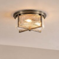 Deckenlampe Glas Metall Messing Antik E14 IP44 &Oslash;35 cm
