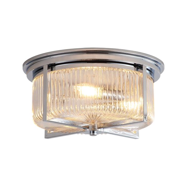 Deckenlampe Glas Metall Chrom E14 IP44 Ø35 cm Zylinder