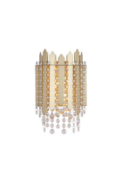 Wandleuchte Glas Metall Kristall Gold E14 H:31 cm klar