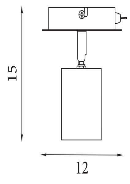 Wandspot verstellbar Gummiholz Schwarz E27 H:12 cm rund