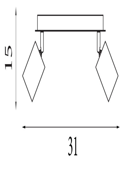 Deckenstrahler verstellbar Gummiholz Schwarz L:31 cm