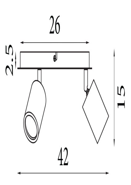 Deckenstrahler verstellbar Gummiholz Schwarz L:42 cm