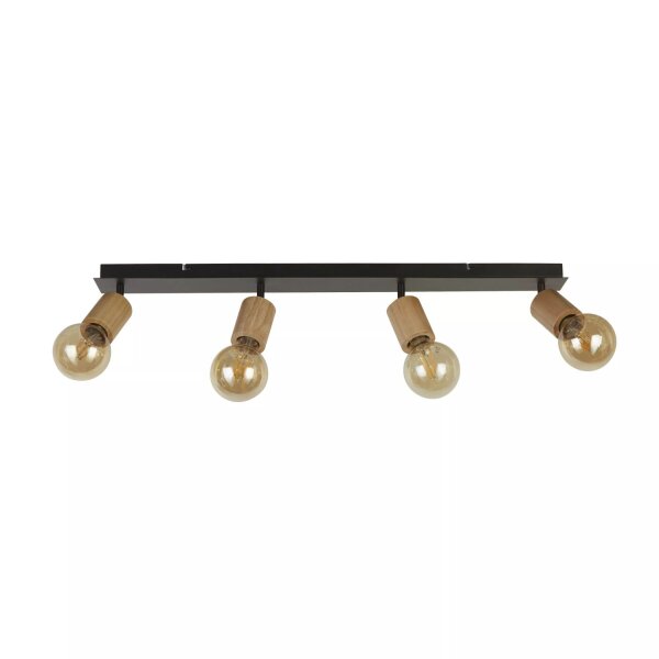 Deckenspot verstellbar Gummiholz Schwarz E27 L:91,5 cm