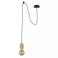 Spider Hängelampe Gummiholz Schwarz Natur E27 L:207 cm