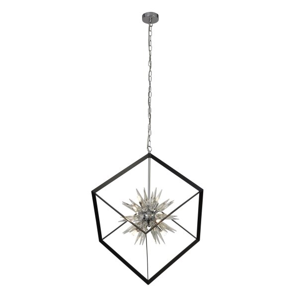 Hängelampe Glas Metall Schwarz Chrom G9 L:65 cm