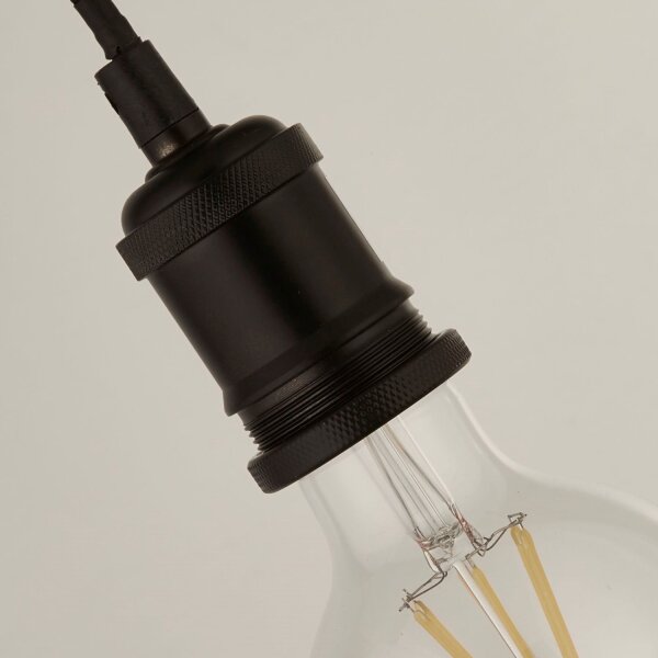 Pendelleuchte Schwarz E27 Ø10 cm Retro Textilkabel