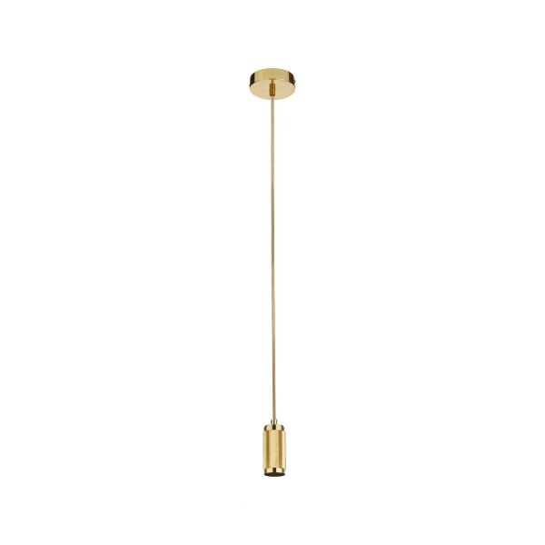 Pendelleuchte Metall Gold E27 Ø10 cm Retro Textilkabel