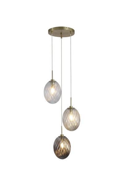 Hängelampe Klarglas Rauchglas Messing Bernstein Ø37 cm