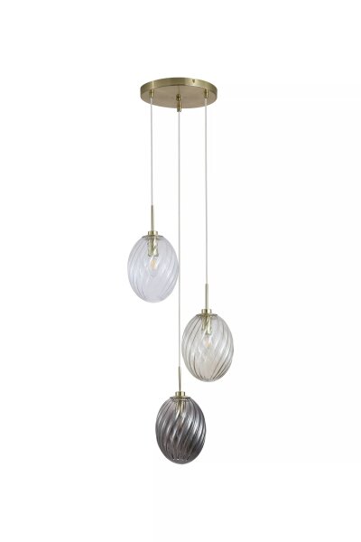 Hängelampe Klarglas Rauchglas Messing Bernstein Ø37 cm