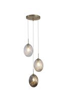 H&auml;ngelampe Klarglas Rauchglas Messing Bernstein &Oslash;37 cm
