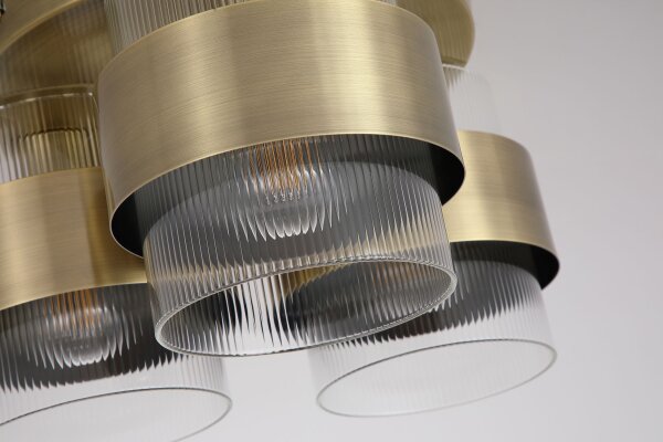 Deckenlampe Glas Metall Messing Antik E27 L:22cm Modern