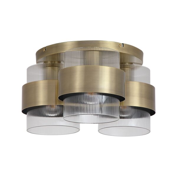 Deckenlampe Glas Metall Messing Antik E27 L:22cm Modern