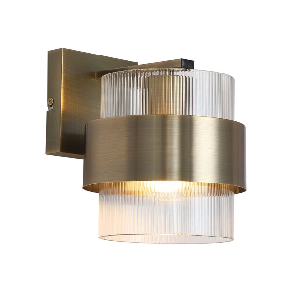 Wandlampe Glas Metall Messing Antik E27 T:20 cm modern