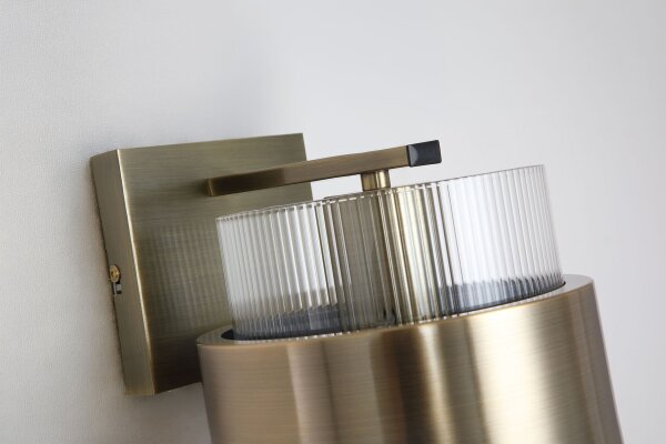 Wandlampe Glas Metall Messing Antik E27 T:20 cm modern