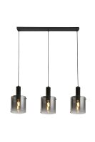 Pendelleuchte Metall Rauchglas Schwarz E27 L:101 cm