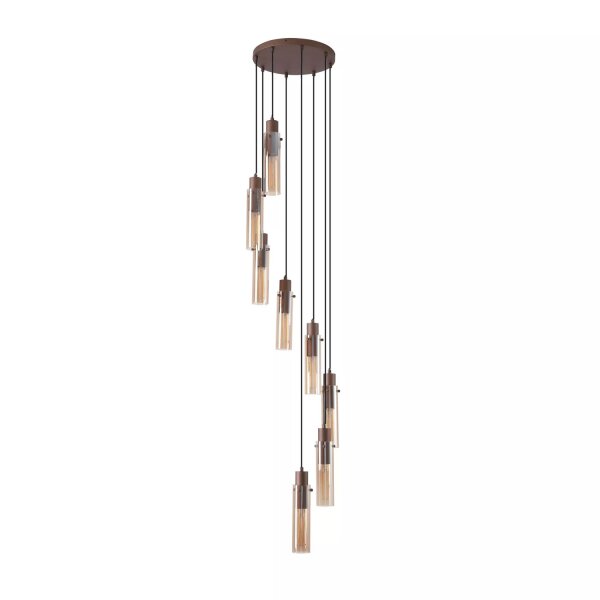 Pendelleuchte Glas Metall Mokka Bernstein E27 Ø42 cm