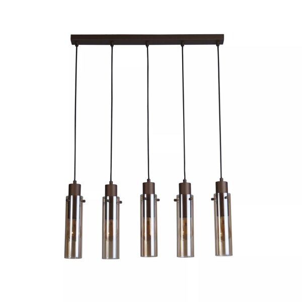Hängelampe Glas Metall Mokka Bernstein E27 L:68 cm