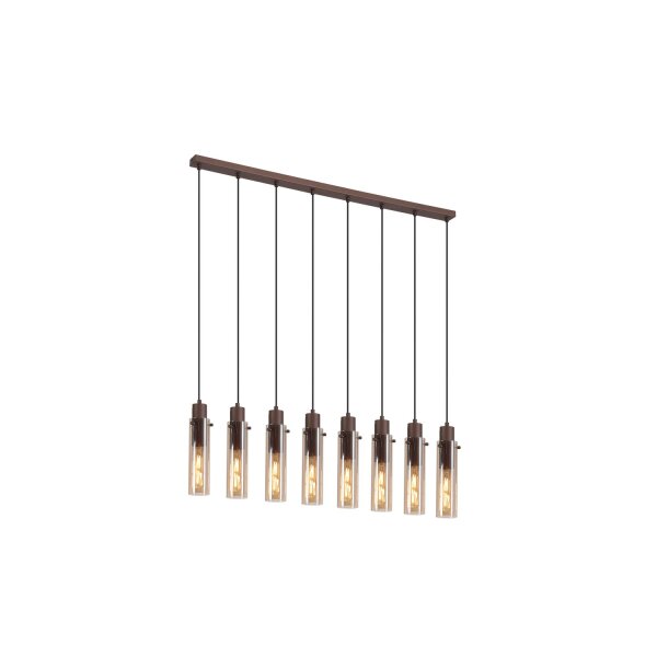 Hängelampe Glas Metall Mokka Bernstein E27 L:110 cm