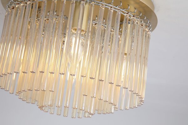 Deckenlampe Glas Metall Gold Champagner E14 Ø32 cm rund