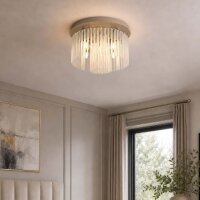 Deckenlampe Glas Metall Sandfarben E14 &Oslash;32 cm...