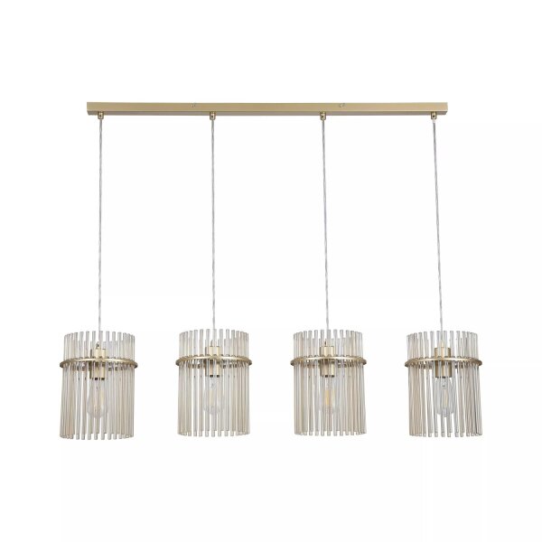 Hängelampe Glas Metall Gold Champagner E27 L:111 cm
