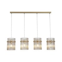 H&auml;ngelampe Glas Metall Gold Champagner E27 L:111 cm