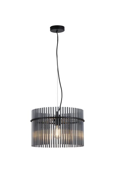 Hängelampe Metall Rauchglas Schwarz E27 Ø40 cm Käfig
