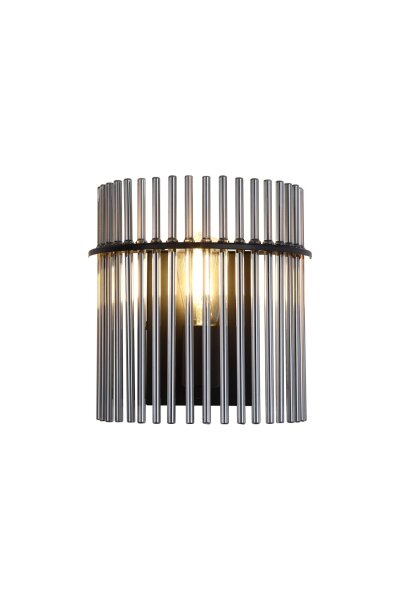 Wandlampe Metall Rauchglas Schwarz E27 H:26 cm Modern