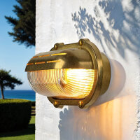 Wandlampe Au&szlig;en Messing Maritim oval IP64 Haust&uuml;r