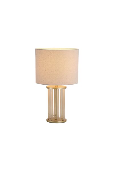 Tischlampe Glas Leinen Champagner Weiß E27 H:40 cm