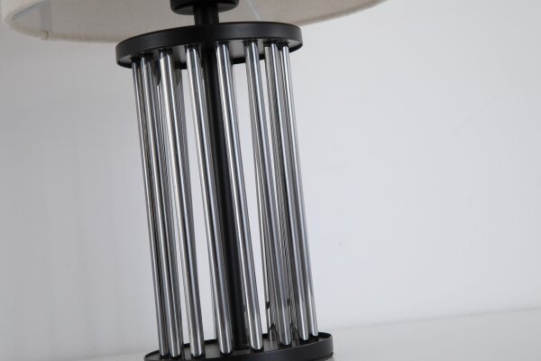 Tischleuchte Leinen Glas Schwarz Weiß E27 Ø25 cm Modern